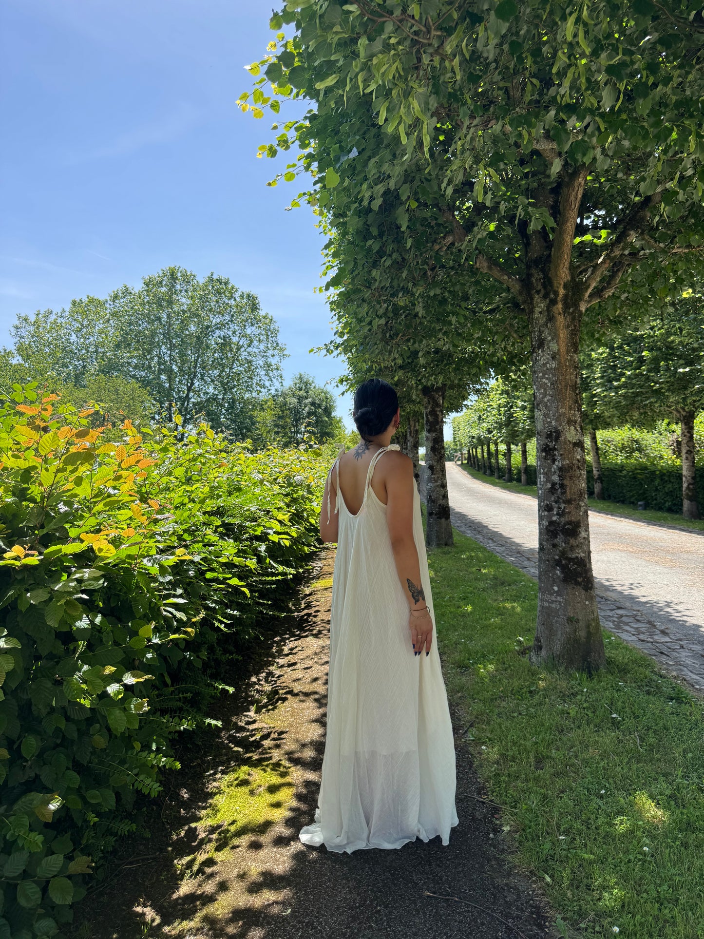 Robe longue voile de coton crème Tuptin