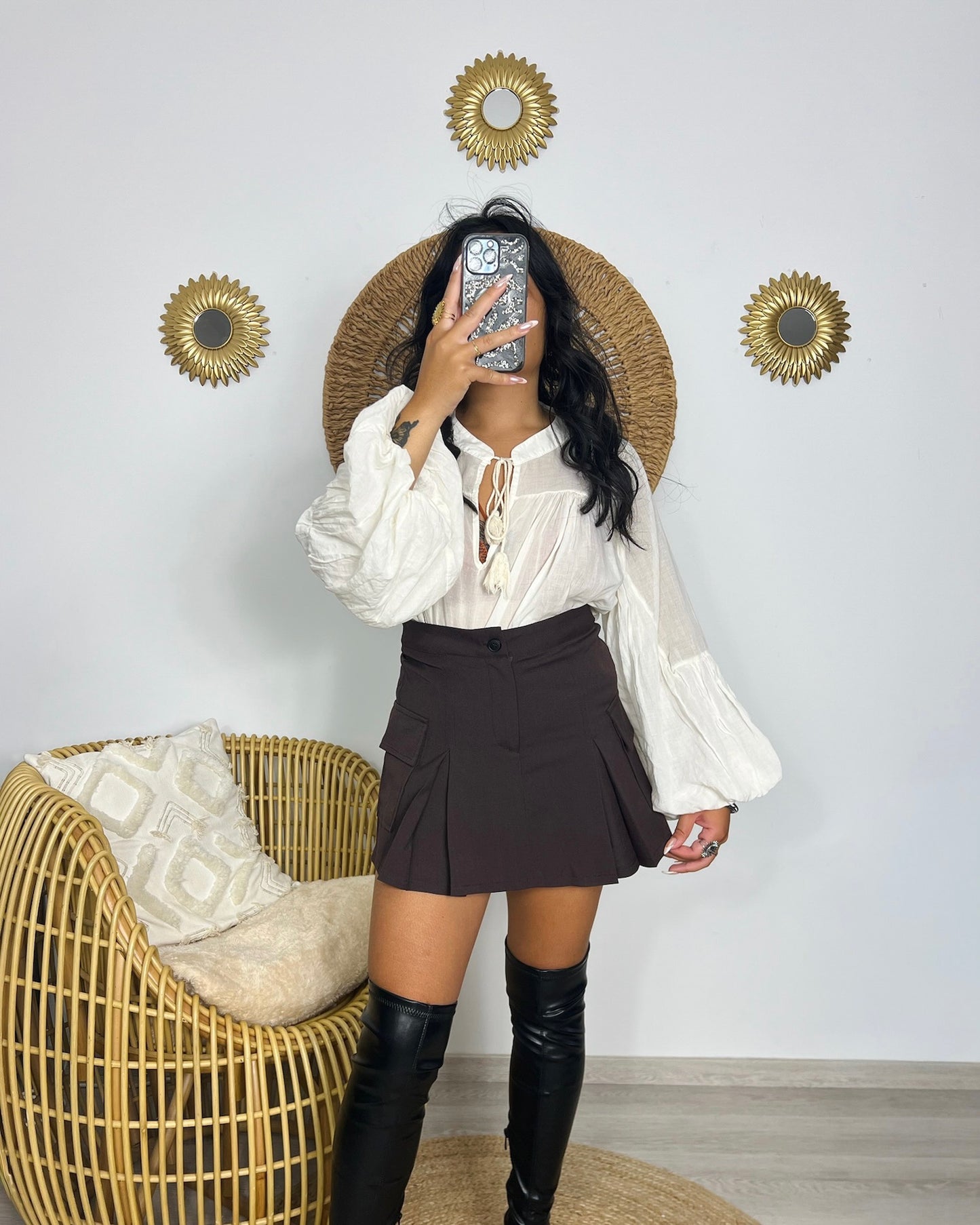 JUPE SHORT BUSSABA MARRON