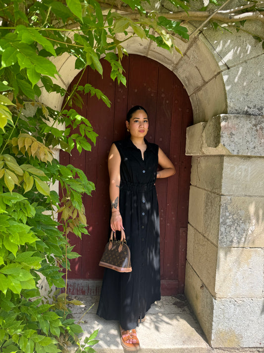 Robe noire en coton Kai