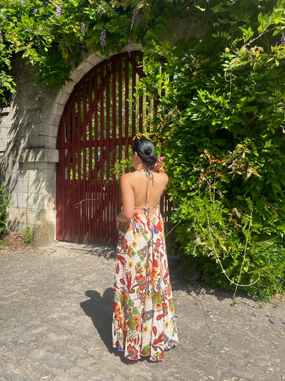 Robe longue dos nu à motifs fleurs Sarai