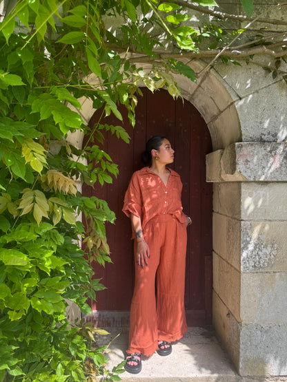 Chemisette oversize lin brique Kalong