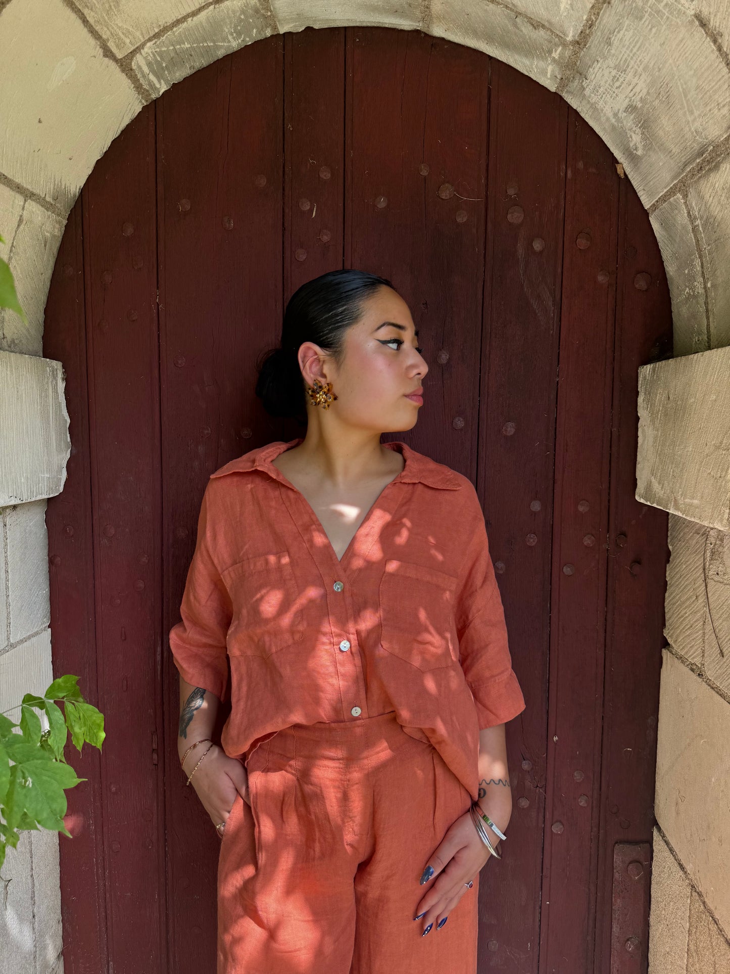 Chemisette oversize lin brique Kalong