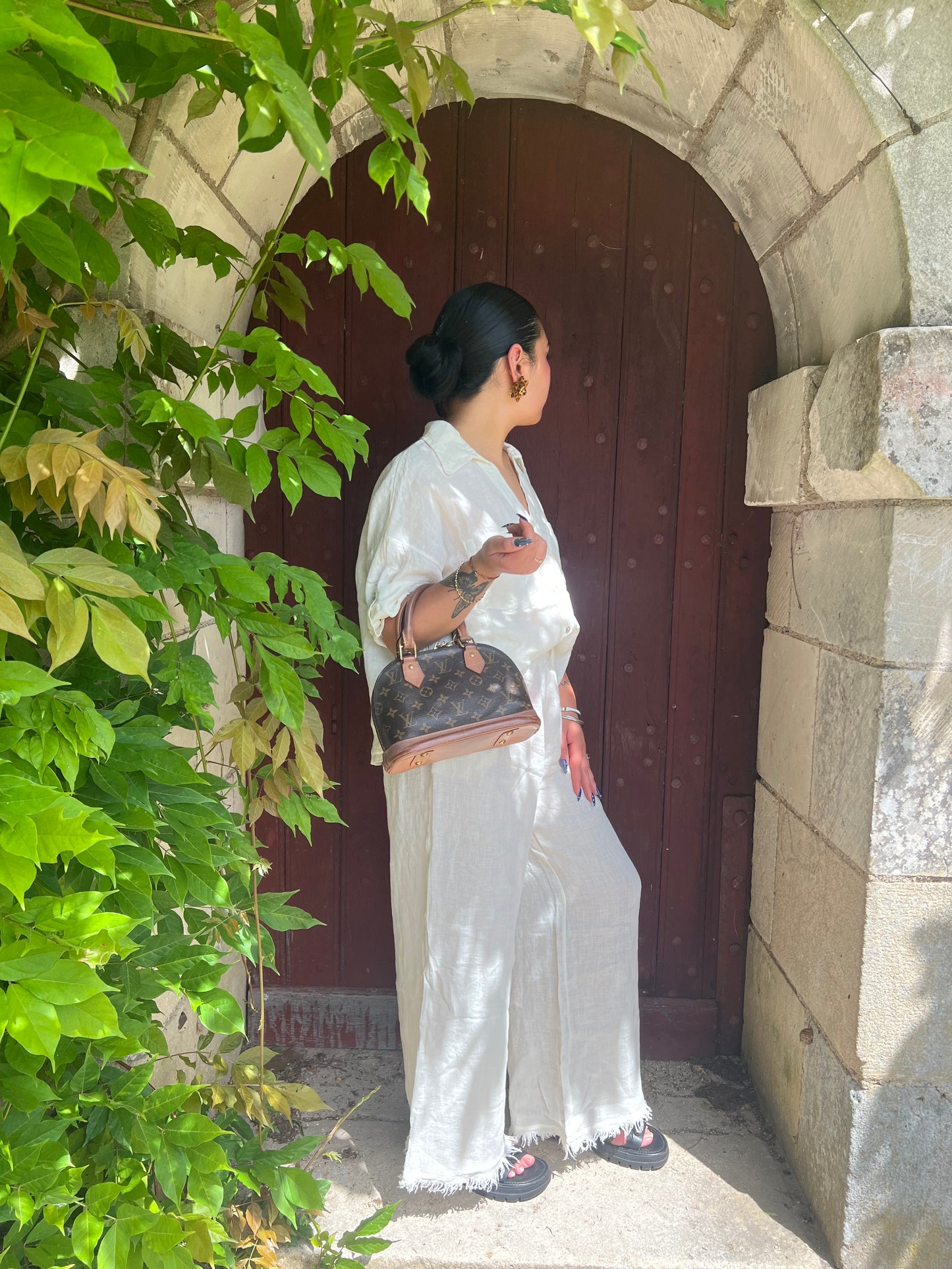 Pantalon large lin crème Issara