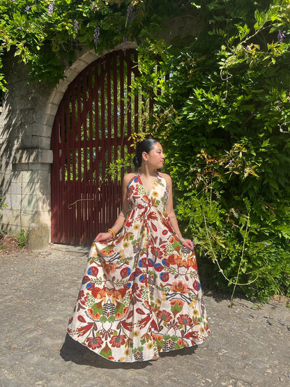 Robe longue dos nu à motifs fleurs Sarai