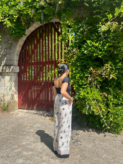 Pantalon large à motifs marins Manya noir