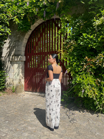 Pantalon large à motifs marins Manya noir