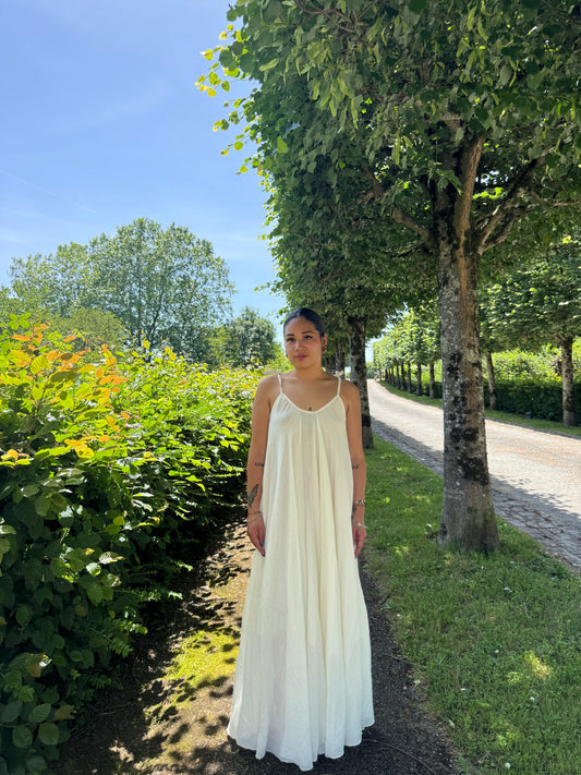 Robe longue voile de coton crème Tuptin