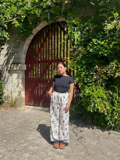 Pantalon large à motifs marins Manya noir