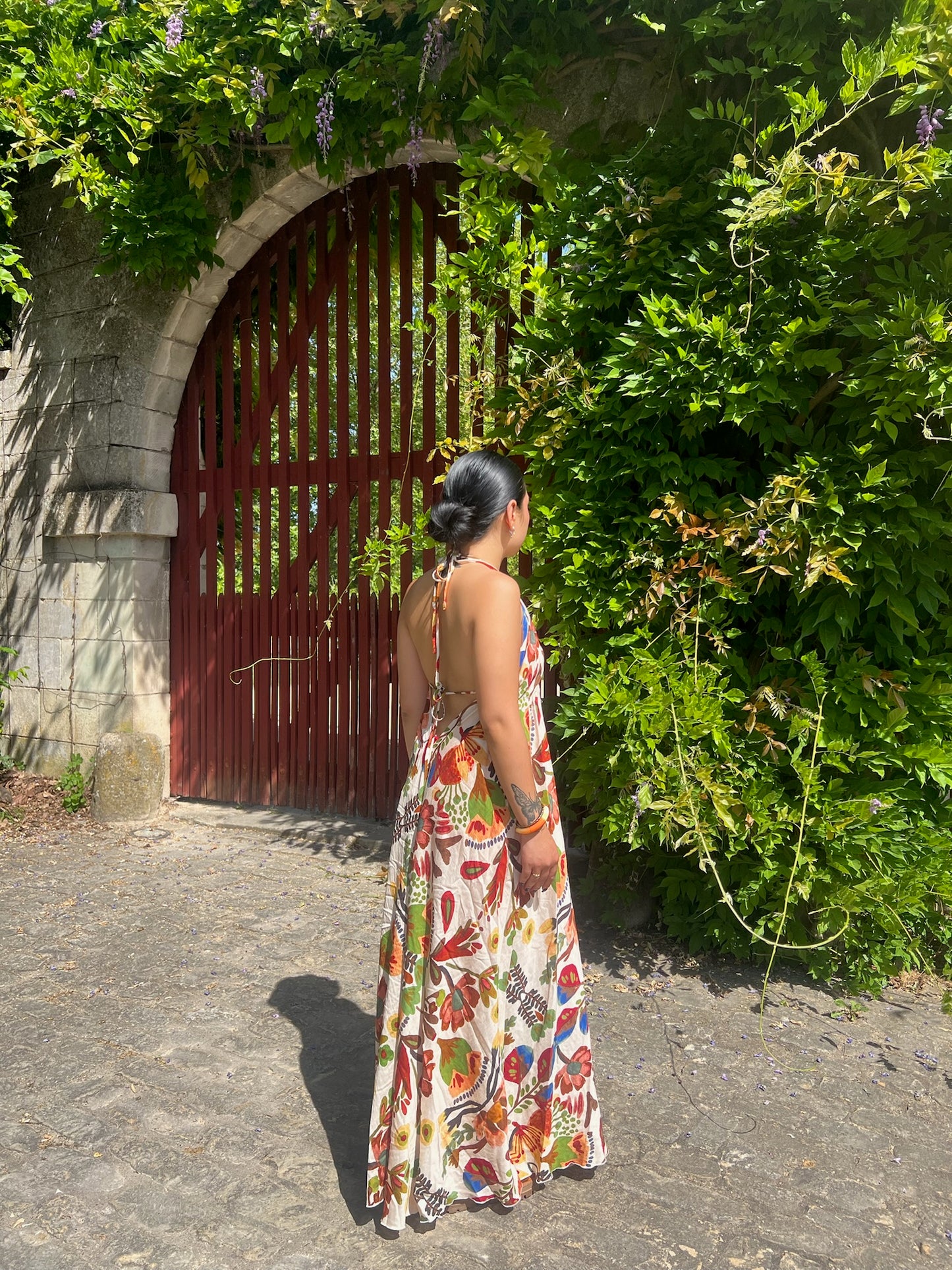 Robe longue dos nu à motifs fleurs Sarai