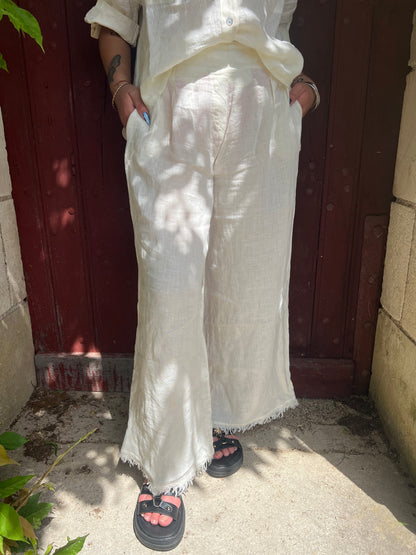 Pantalon large lin crème Issara