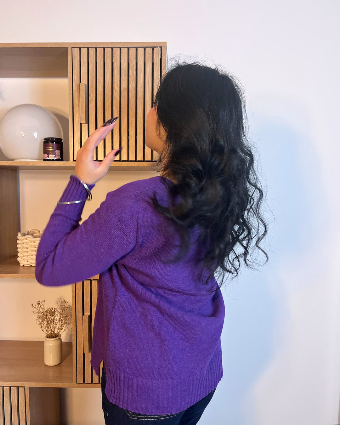 Gilet violet en laine et cachemire Prija