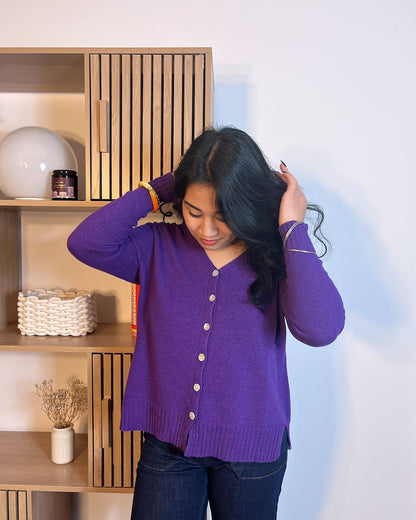 Gilet violet en laine et cachemire Prija