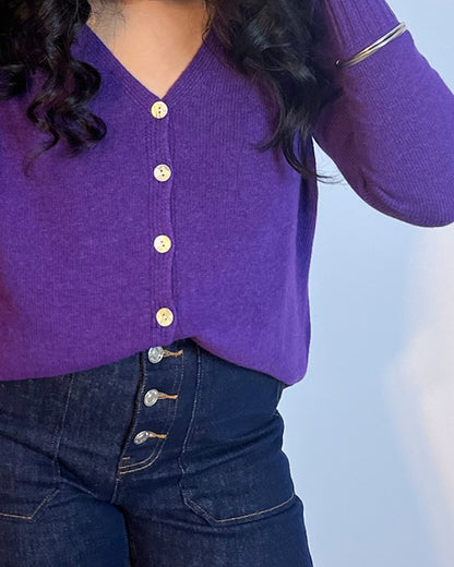 Gilet violet en laine et cachemire Prija