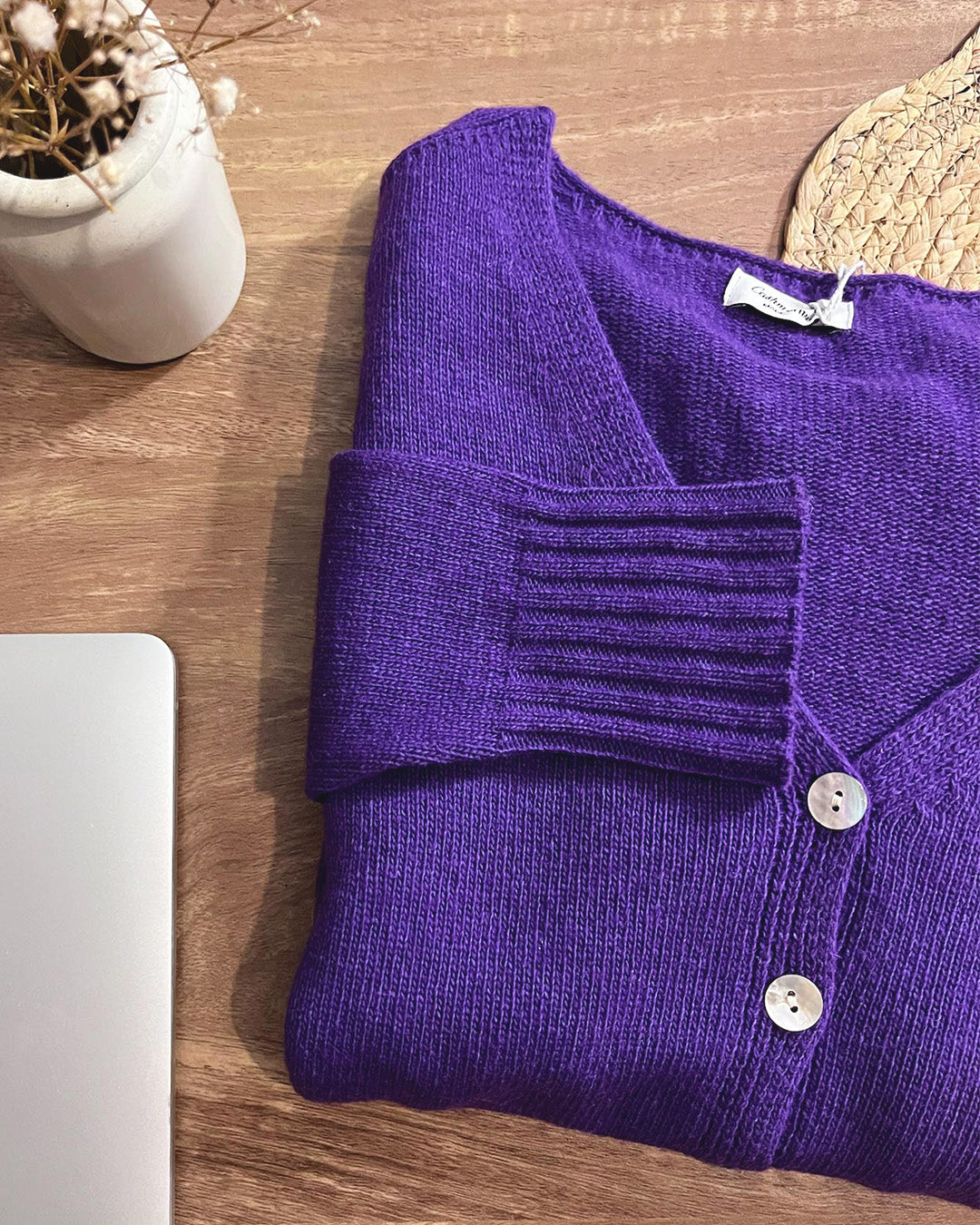 Gilet violet en laine et cachemire Prija