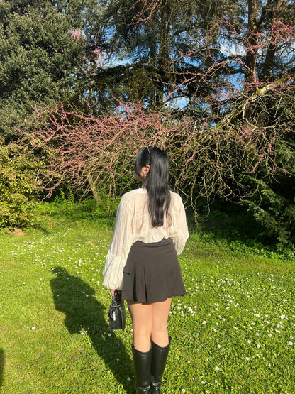 Dos jupe-short cargo Bussaba noire – fermeture éclair fourche – Kaprys