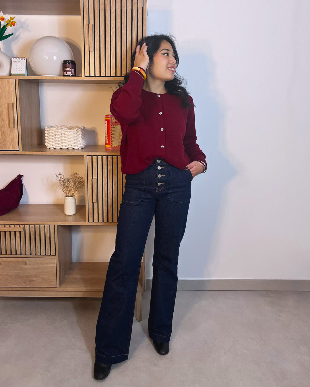 Look complet avec jean flare Pauline – tenue casual chic femme – Kaprys